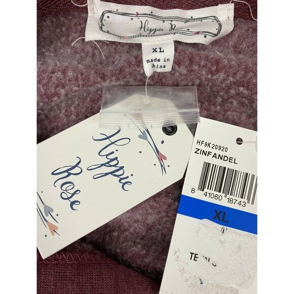 Hippie Rose Juniors Pullover Burgundy Size XL Wome - Picture 5 of 5